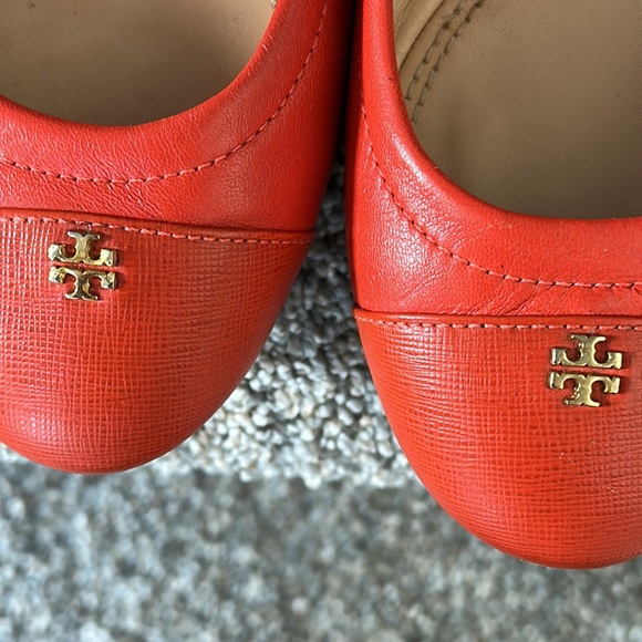 Tory Burch York Orange Leather Ballet Flats 8M - Picture 10 of 11